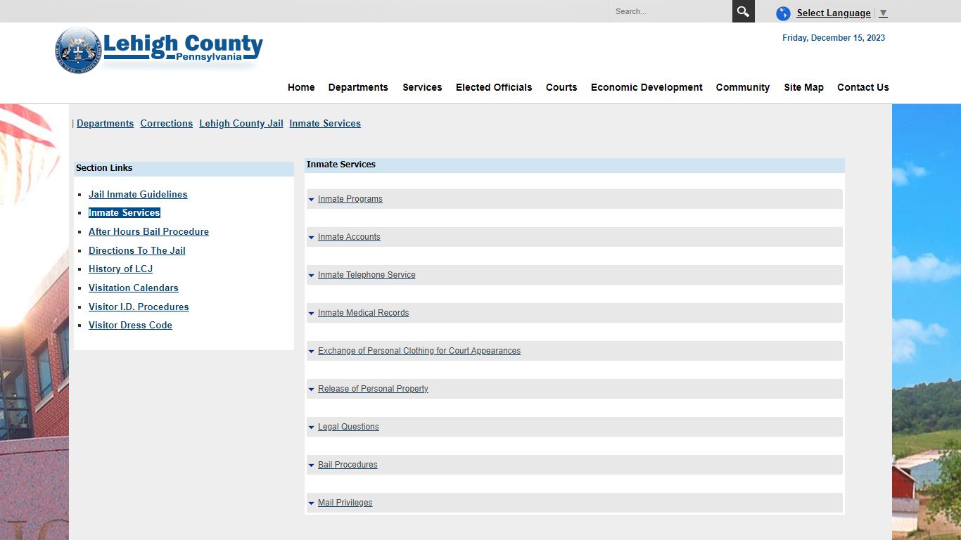 Inmate Services - Lehigh County, Pennsylvania