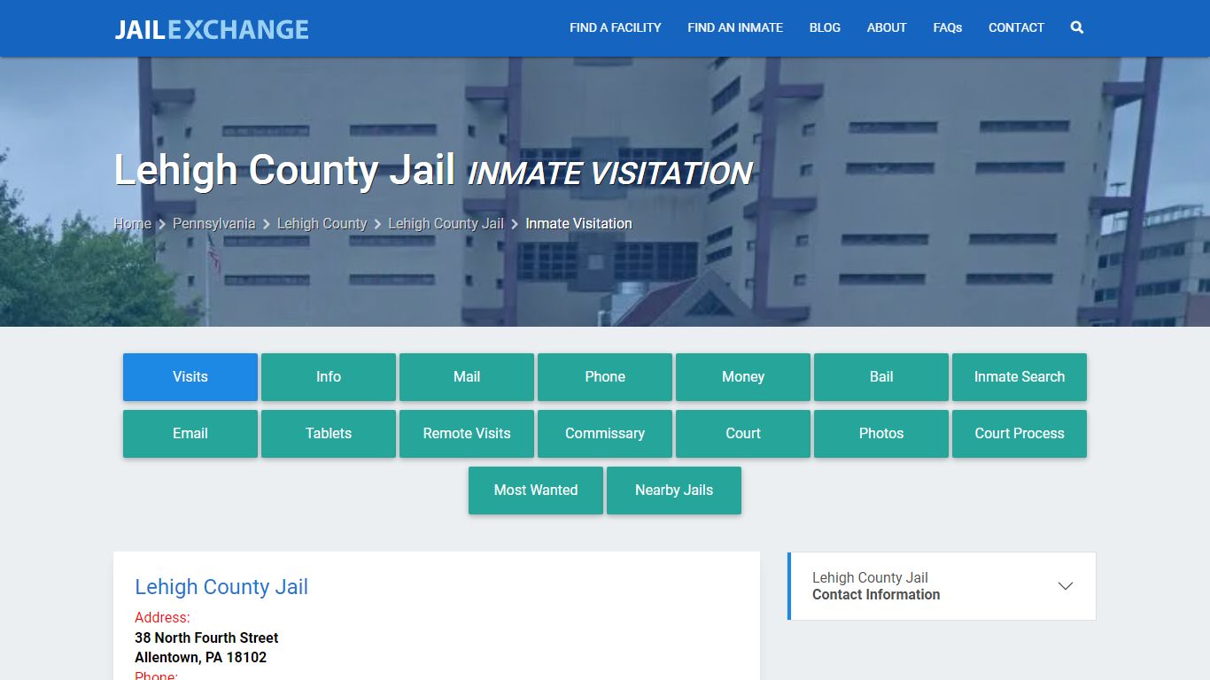 Inmate Visitation - Lehigh County Jail, PA - Jail Exchange