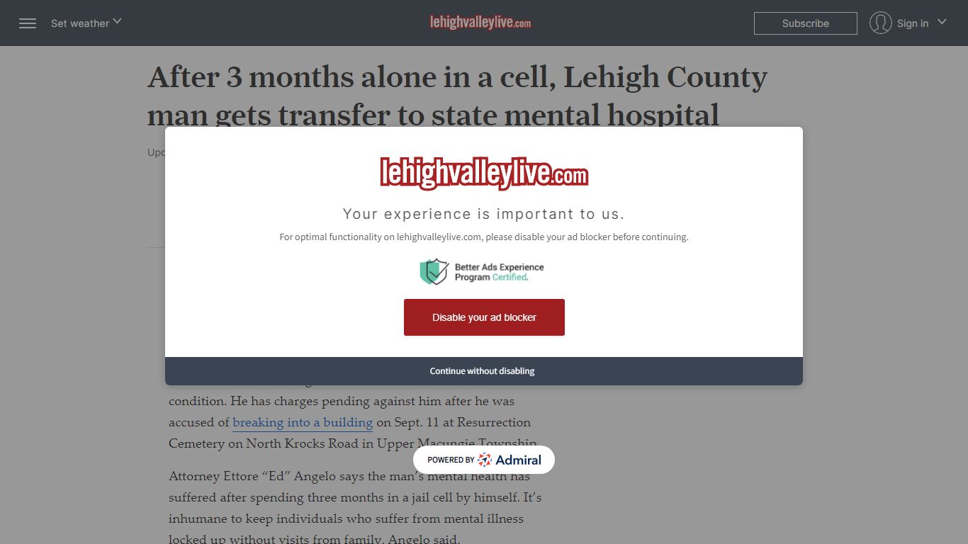 After 3 months alone in a cell, Lehigh County man gets transfer to ...
